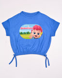 Kids Graphic Tee With Elastic Bottom-Blue