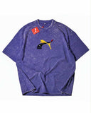 P Shaded - Heavy Cotton Acid Wash Drop Shoulder T-shirt -  Blue