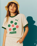 P GRAPHICS BBall  Ringer White/Green Drop Shoulder T-Shirt