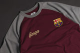 FC Barcelona Drop Shoulder Raglan T shirt Maroon/Grey