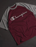 Champion Classic Graphic Drop Shoulder Raglan T shirt  Maroon/Grey