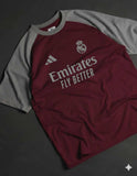 Real Madrid F.C. Drop Shoulder Raglan T shirt Maroon/Grey