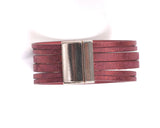 Gold Silver Plated Shinny Leaf Magnetic Ladies Genuine Leather Charm Bracelets - handsandhead