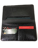Leather long wallet Black Crocodile Embossed