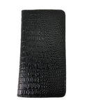 Leather long wallet Black Crocodile Embossed