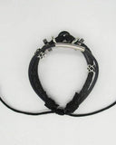 Bracelets - O Letter Shaped Braided Bangle Beads - Black - handsandhead