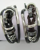 Bracelets - O Letter Shaped Braided Bangle Beads - Black - handsandhead