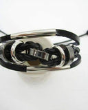 Bracelets - O Letter Shaped Braided Bangle Beads - Black - handsandhead